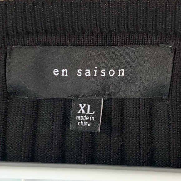 En Saison Boho Whimsigoth Black Ribbed Puff Sleeve Sweater Size XL - Picture 4 of 4